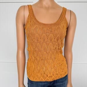 White House Black Market, Shimmer Diamond Crochet Nylon Knit Tank, X-Small